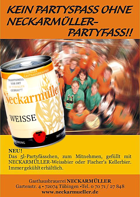 Stocherkahn Tübingen. Neckarmüller Partyfass